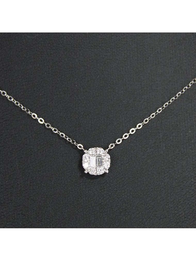 Collar Redondo Diamantes Baguette Oro Blanco 18K 2