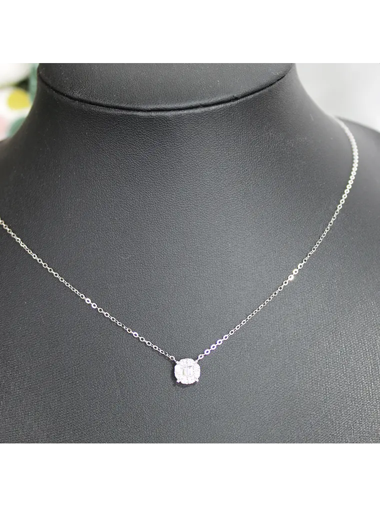 Collar Redondo Diamantes Baguette Oro Blanco 18K 1