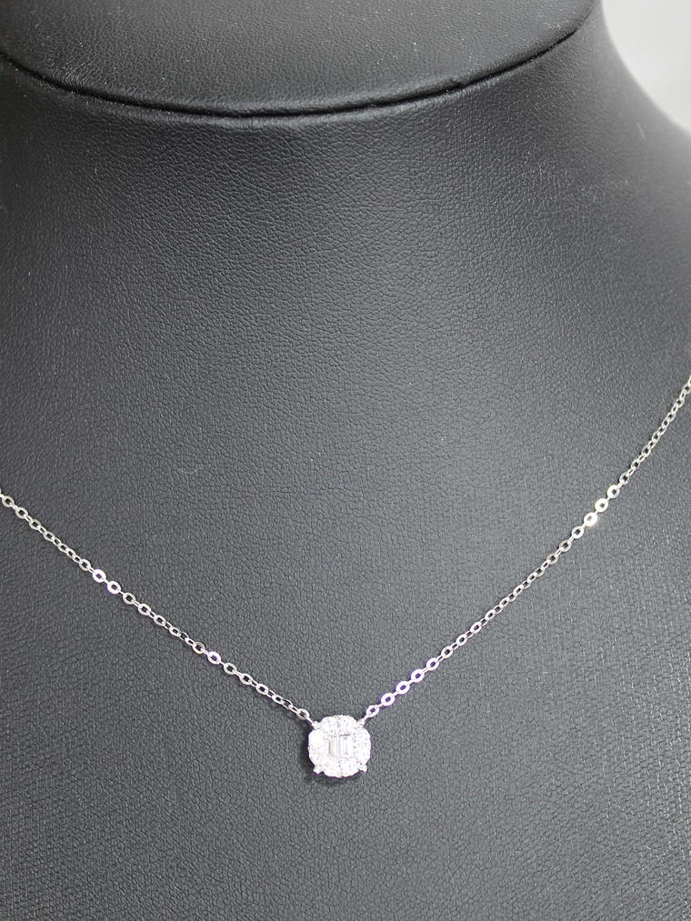 Collar Redondo Diamantes Baguette Oro Blanco 18K 1