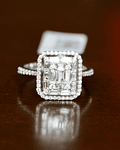 Gran Anillo Rectangular Diamantes Baguette Oro Blanco 18K