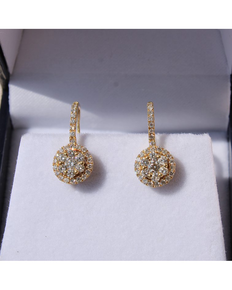 Preciosos Aros Diamantes en Oro Amarillo 18K