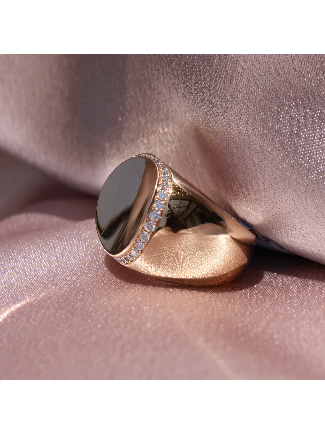 Maravilloso Anillo Ancho Moderno Redondo Brillantes en Oro Rosado 18K 3