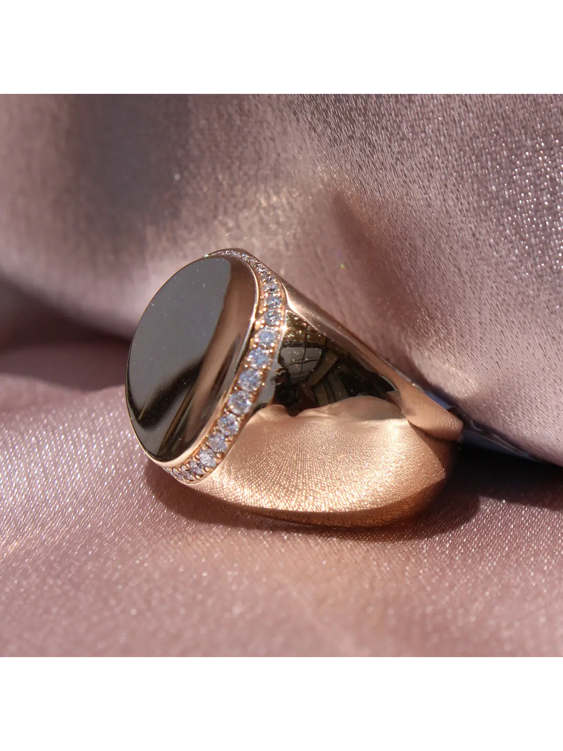 Maravilloso Anillo Ancho Moderno Redondo Brillantes en Oro Rosado 18K 2