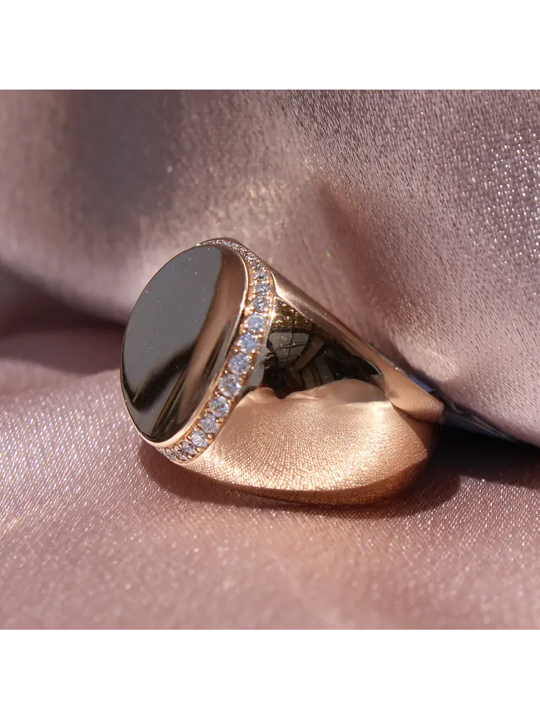 Maravilloso Anillo Ancho Moderno Redondo Brillantes en Oro Rosado 18K 2