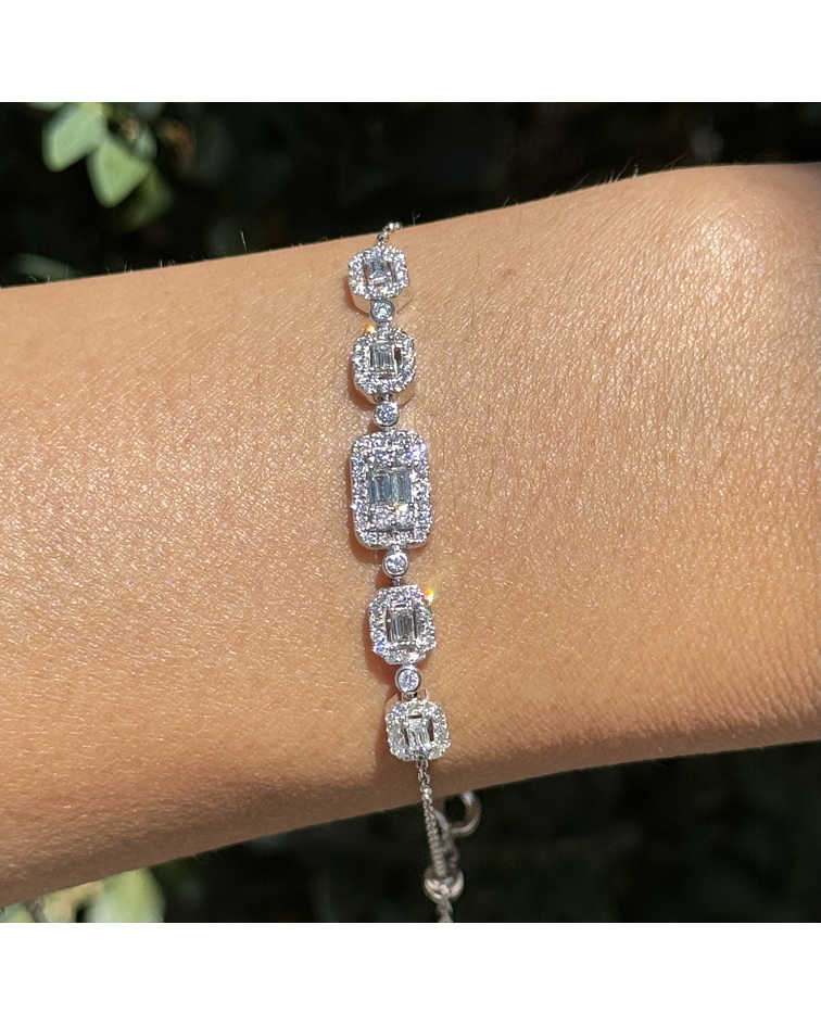 Maravillosa Pulsera Diamantes en Oro Blanco 18K