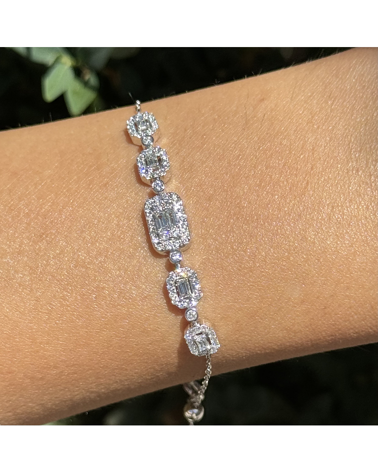 Maravillosa Pulsera Diamantes en Oro Blanco 18K