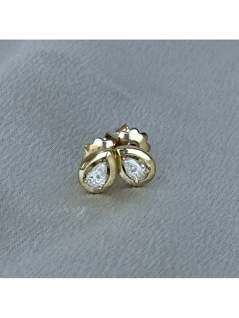 Exclusivos Aros Diamantes Corte Gota Oro Amarillo 18K 3