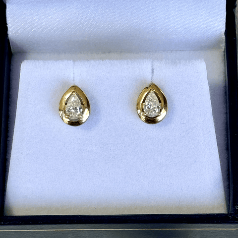 Exclusivos Aros Diamantes Corte Gota Oro Amarillo 18K