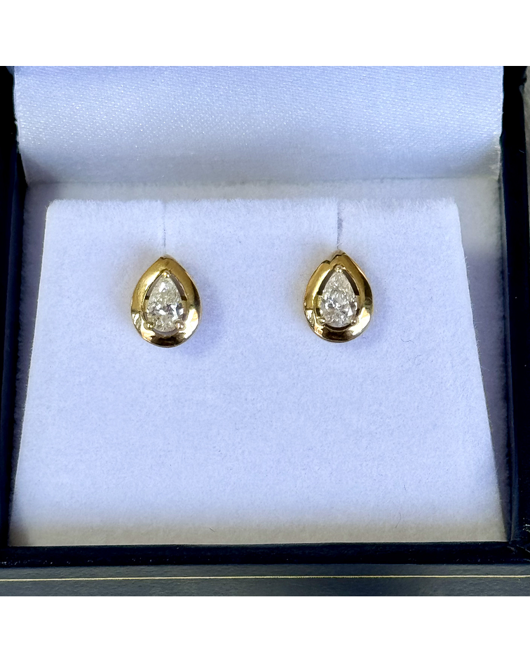 Exclusivos Aros Diamantes Corte Gota Oro Amarillo 18K