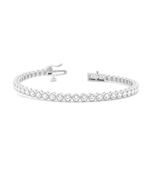 Maravillosa Pulsera Tennis Bisel con 1.25 Ct Diamantes en Oro Blanco 18K