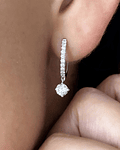 Aros Argolla con Diamantes Colgantes Oro Blanco 18K
