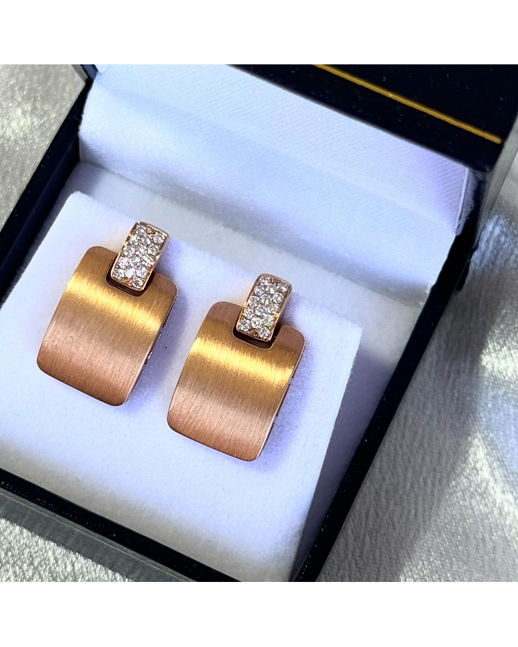 Maravillosos y Elegantes Aros Diamantes en Rose Gold 18K