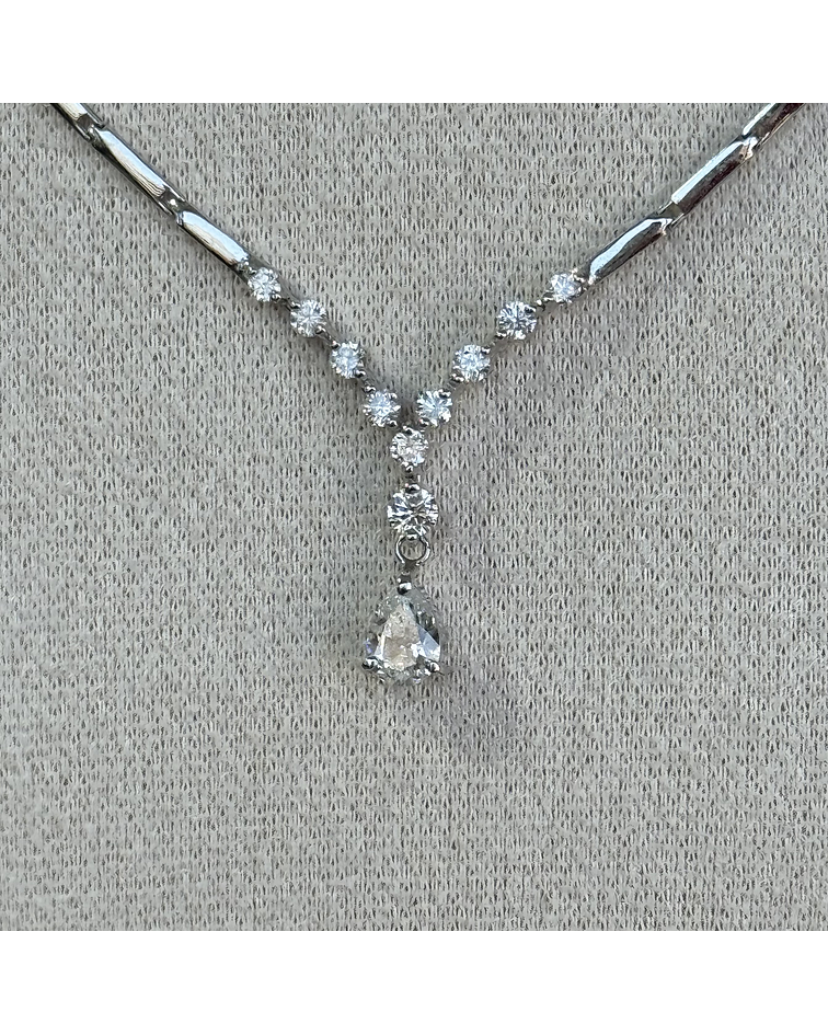 De Princesa Exclusivo Collar Gran Diamante Corte Gota Oro Blanco 18K