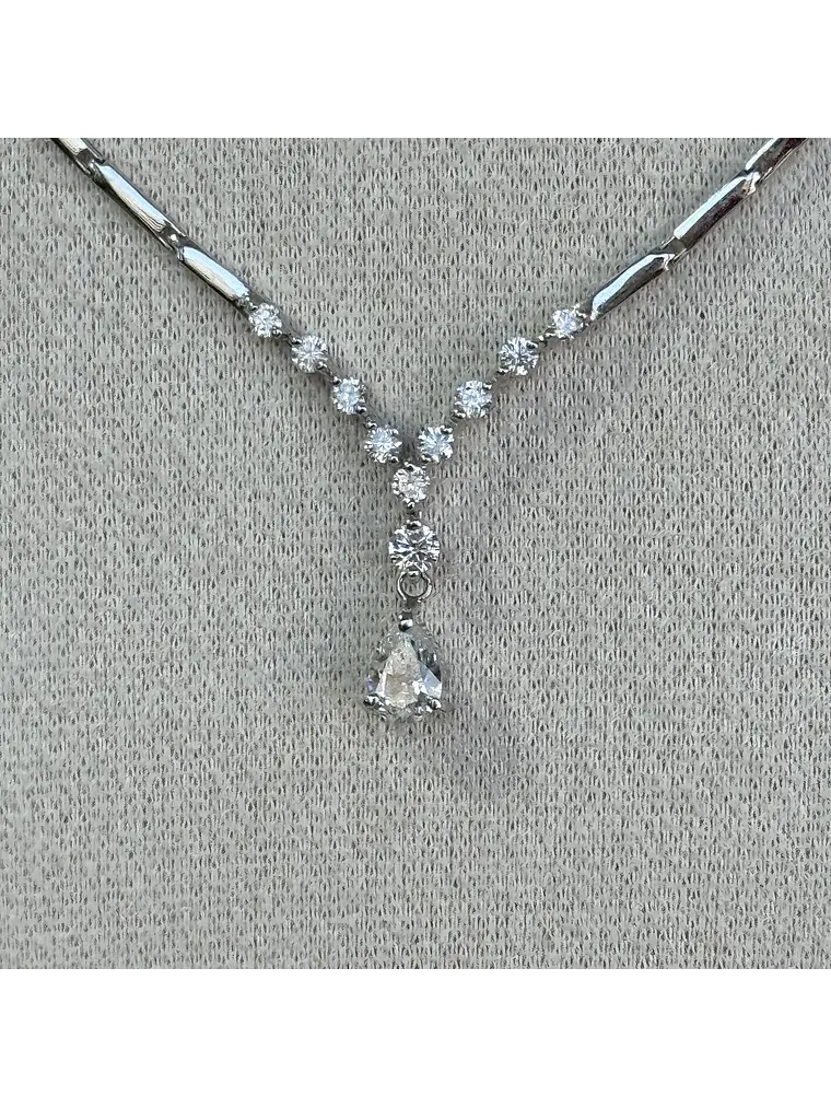 De Princesa! Exclusivo Collar Gran Diamante Corte Gota Oro Blanco 18K 4