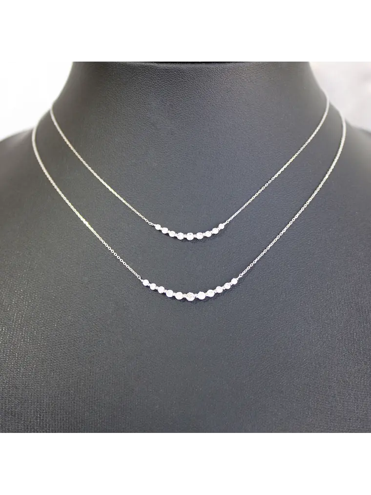 Collar Barrita Grande Diamantes en Oro Blanco o Amarillo 18K 4