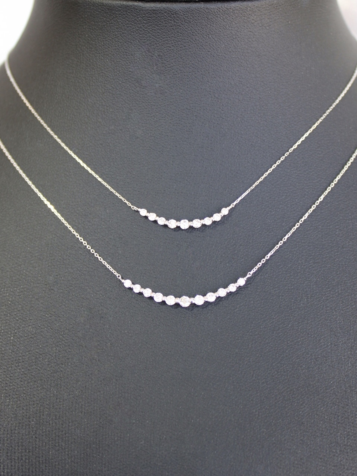 Collar Barrita Grande Diamantes en Oro Blanco o Amarillo 18K 4