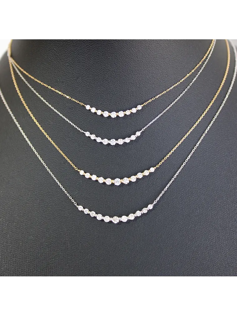 Collar Barrita Grande Diamantes en Oro Blanco o Amarillo 18K 3