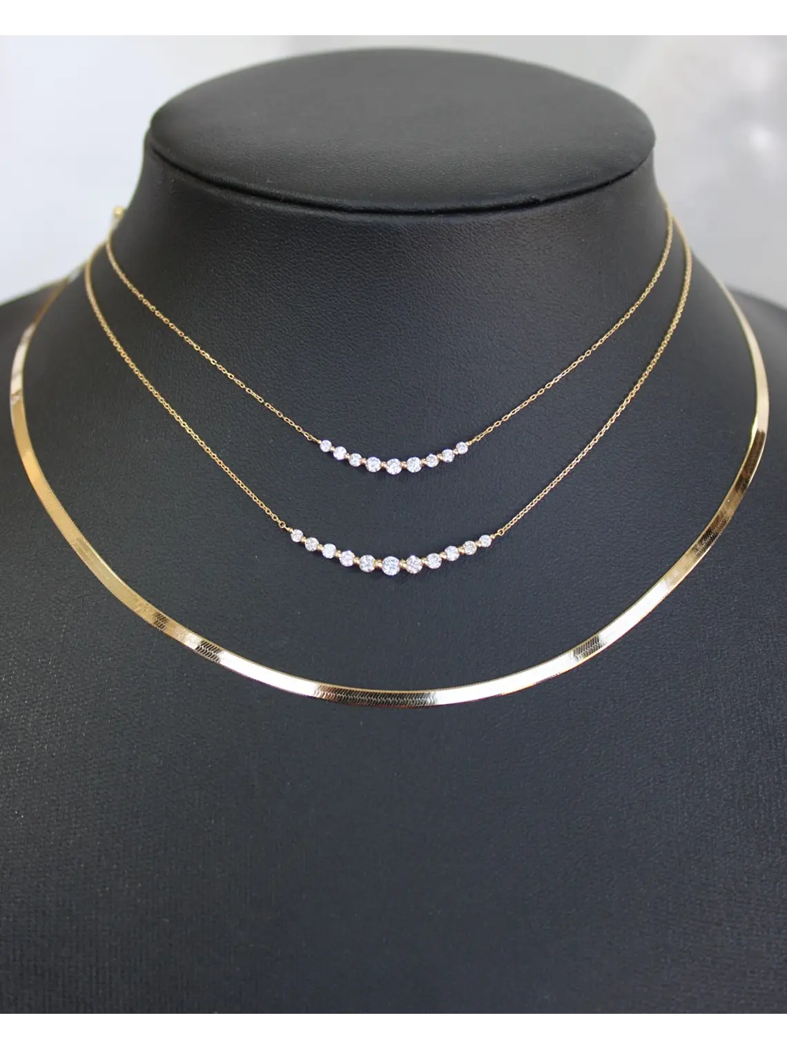 Collar Barrita Grande Diamantes en Oro Blanco o Amarillo 18K 6