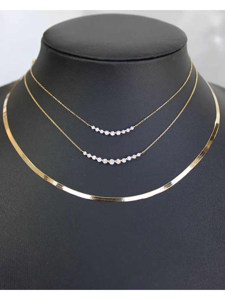 Collar Barrita Grande Diamantes en Oro Blanco o Amarillo 18K 6