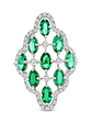 Gran Anillo Tipo Lanzadera Esmeraldas Ovalada y Brillantes en Platino - Miniatura 1
