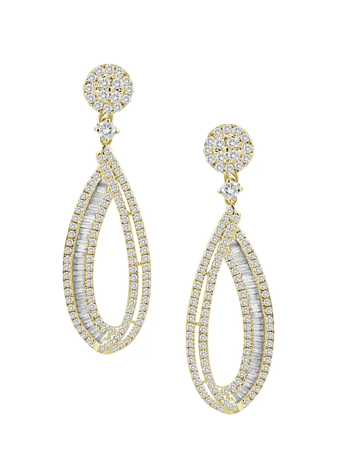 Impactantes Aros Largos de Diamantes 2.35 Ct Oro Amarillo 18K 1