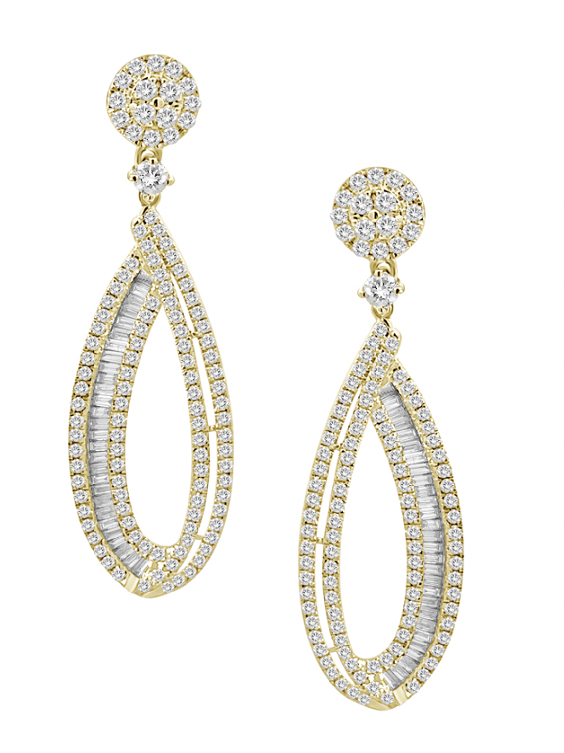 Impactantes Aros Largos de Diamantes 2.35 Ct Oro Amarillo 18K 1