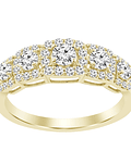 Anillo Cintillo Quintillo Halo Diamantes Oro Amarillo 18K