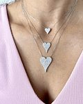 Collar Corazón Mediano Diamantes en Oro Blanco 18K