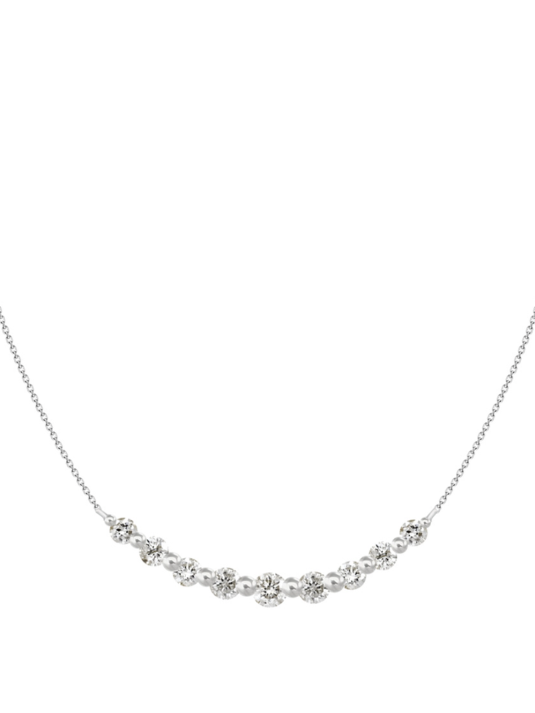 Collar Barrita Grande Diamantes en Oro Blanco o Amarillo 18K 1