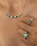 Collar Esmeraldas y Diamantes en Oro Blanco 18K
