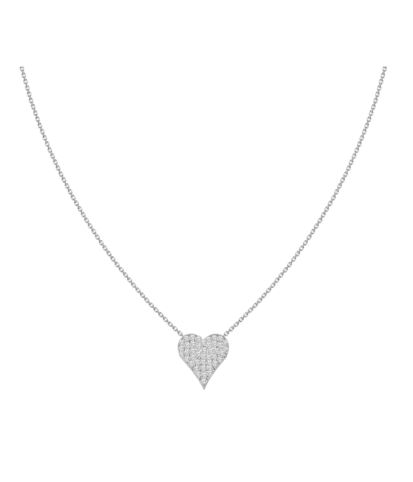 Collar Corazón Pequeño Diamantes en Oro Blanco 18K