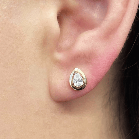 Exclusivos Aros Diamantes Corte Gota Oro Amarillo 18K