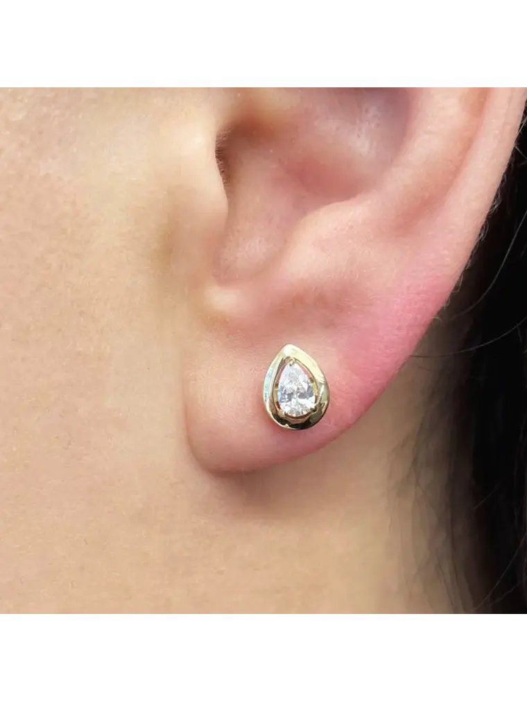 Exclusivos Aros Diamantes Corte Gota Oro Amarillo 18K 2