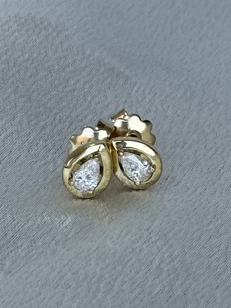 Exclusivos Aros Diamantes Corte Gota Oro Amarillo 18K 4