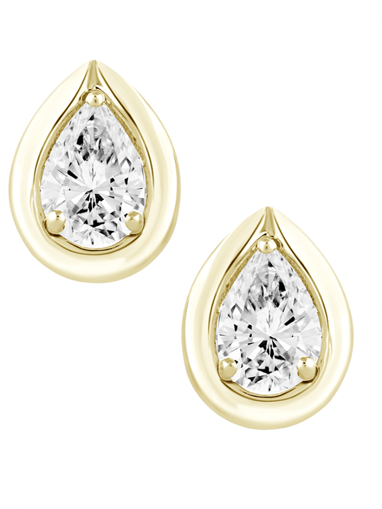 Exclusivos Aros Diamantes Corte Gota Oro Amarillo 18K 1