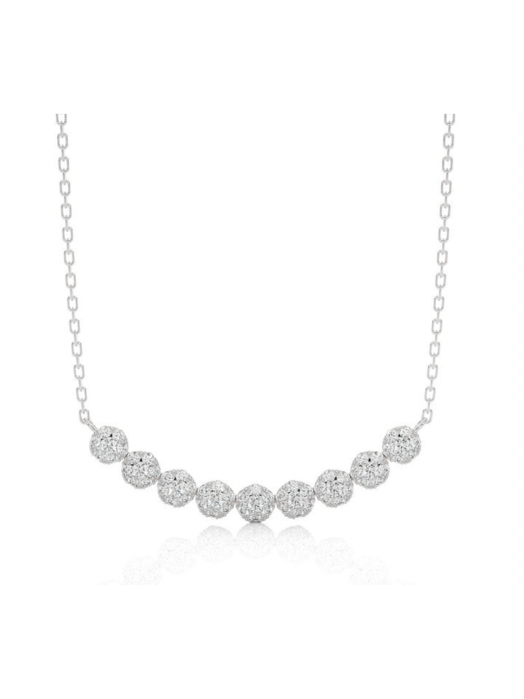 Collar Rosetas de Diamantes Colgantes Oro Blanco 18K 2