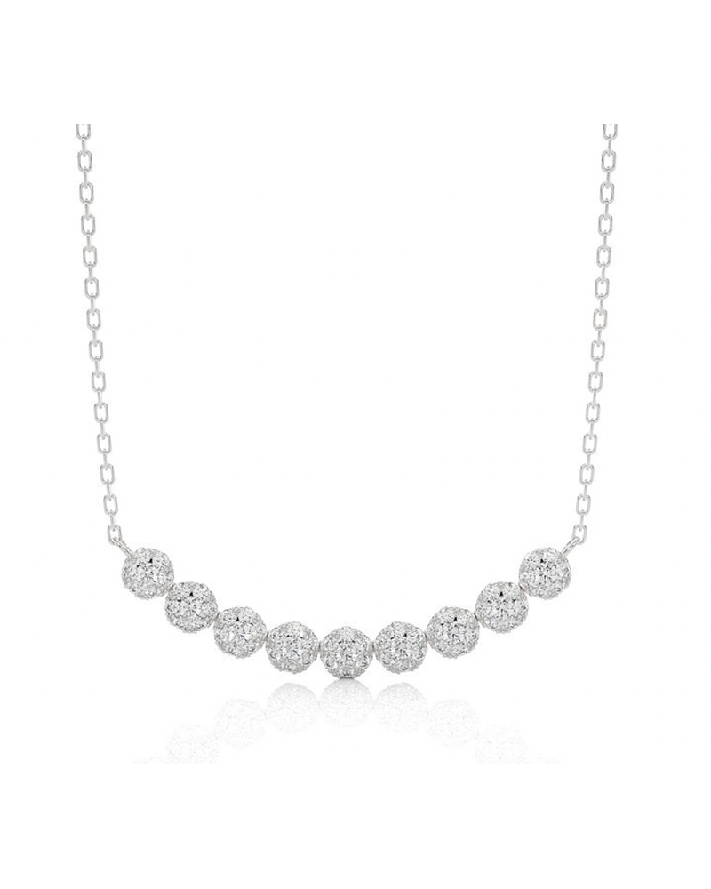 Collar Rosetas de Diamantes Colgantes Oro Blanco 18K