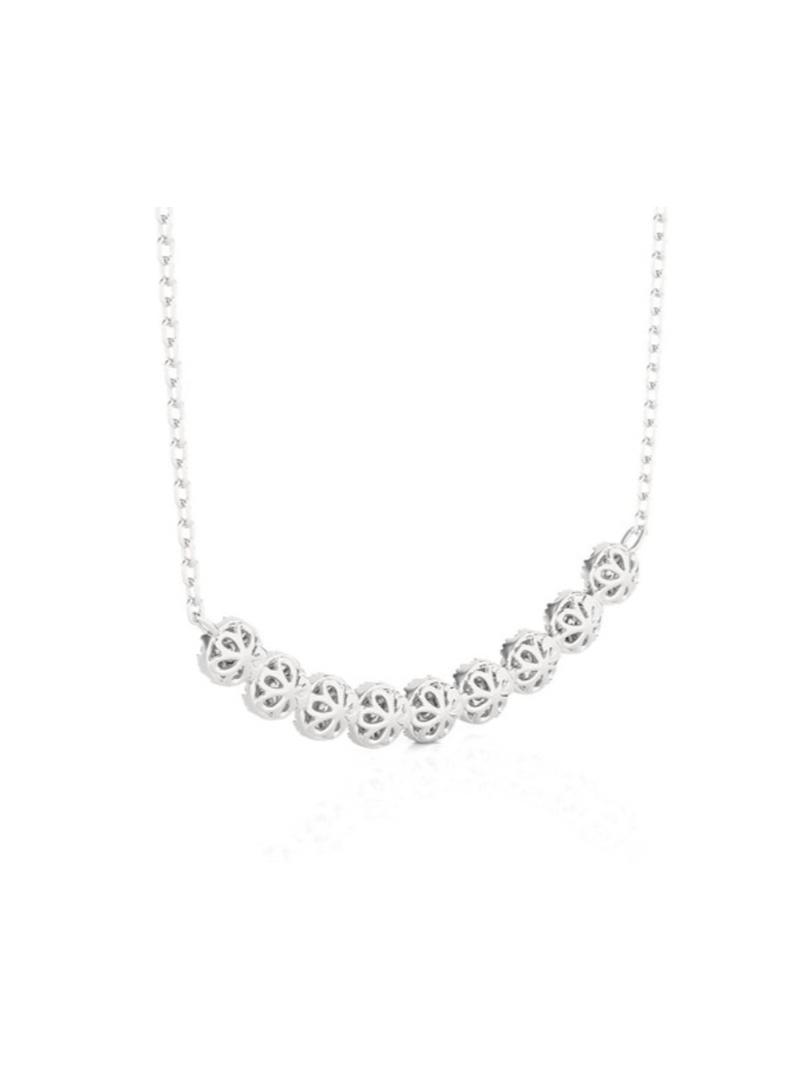 Collar Rosetas de Diamantes Colgantes Oro Blanco 18K 4