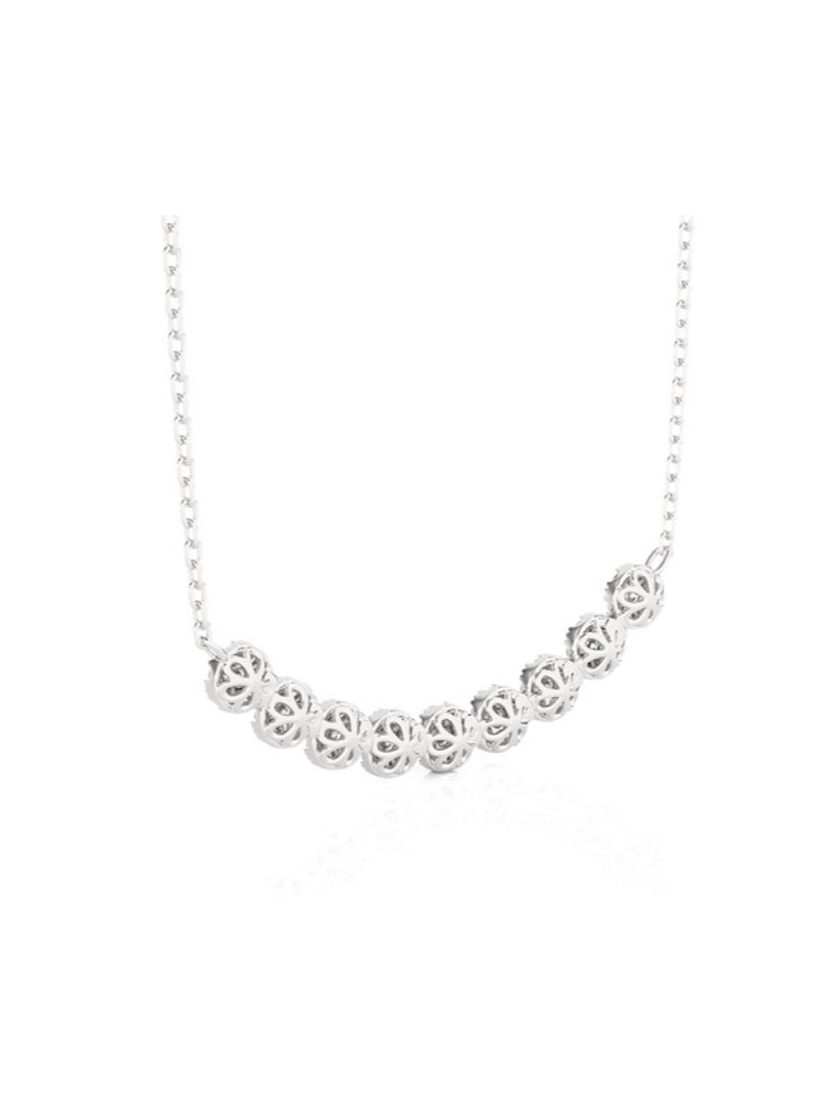 Collar Rosetas de Diamantes Colgantes Oro Blanco 18K 4