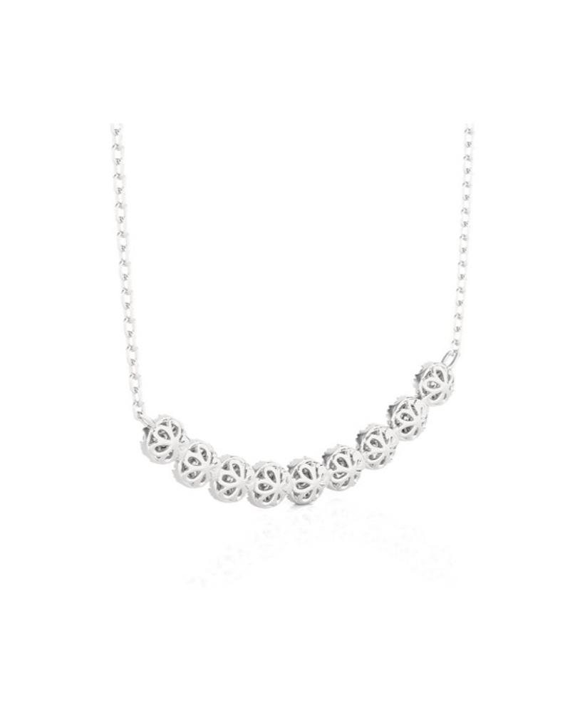 Collar Rosetas de Diamantes Colgantes Oro Blanco 18K