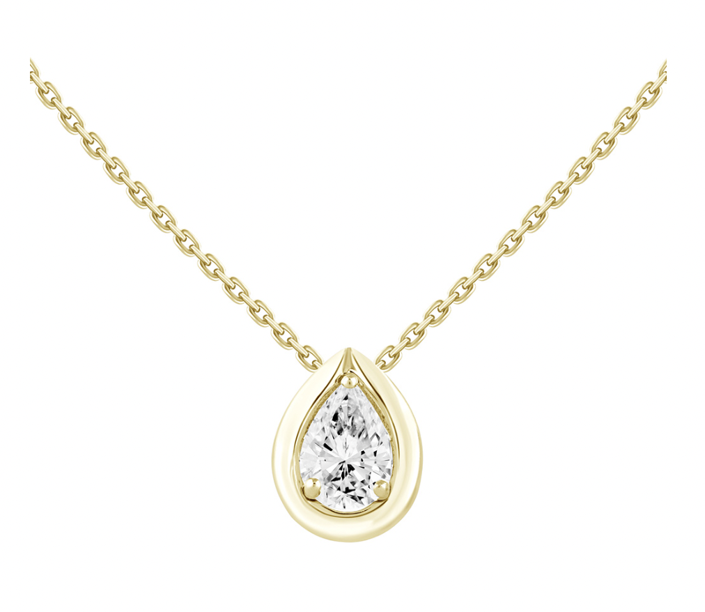 Collar Diamante corte Pera o Gota en Oro Amarillo 18K