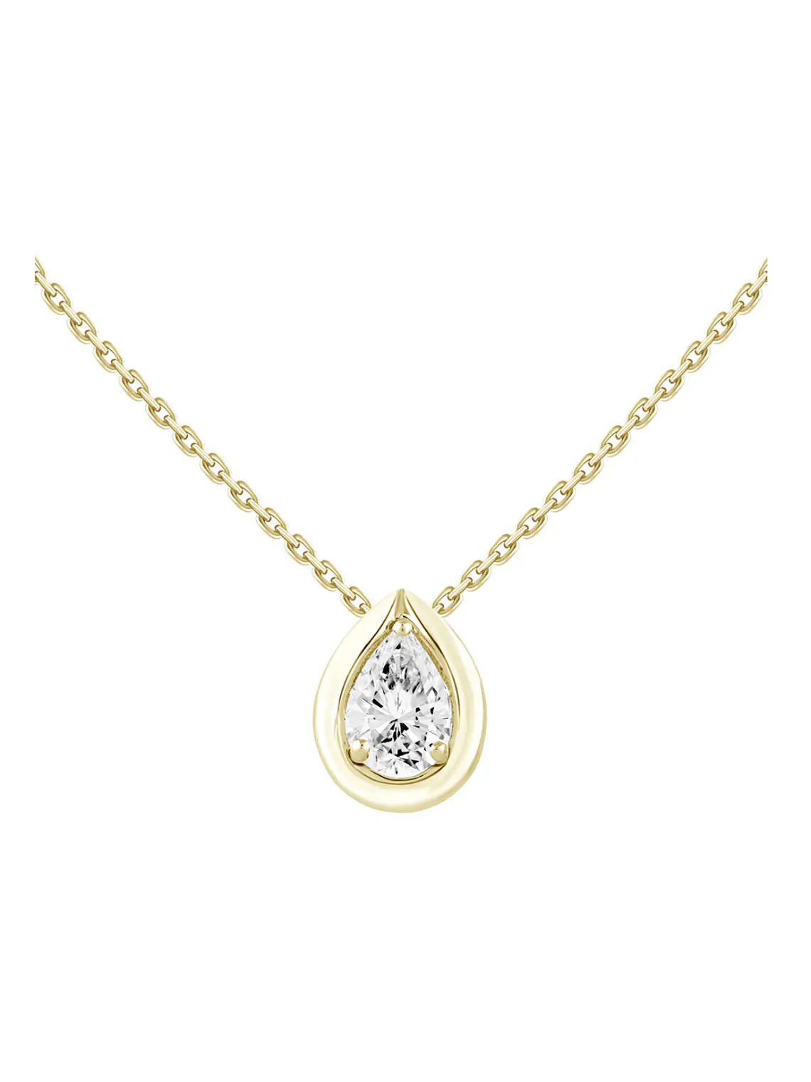 Collar Diamante corte Pera o Gota en Oro Amarillo 18K 1
