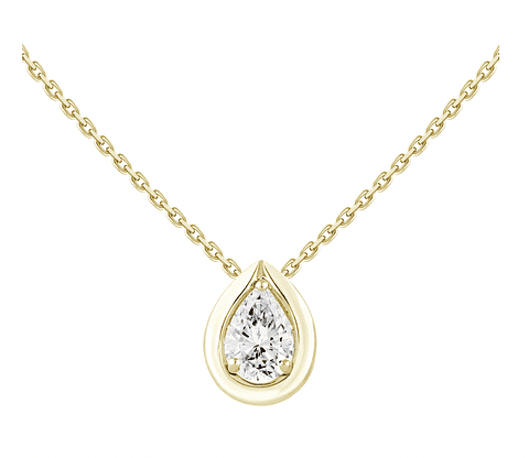 Collar Diamante corte Pera o Gota en Oro Amarillo 18K