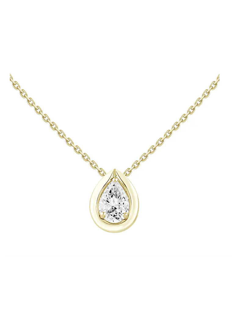 Collar Diamante corte Pera o Gota en Oro Amarillo 18K 1
