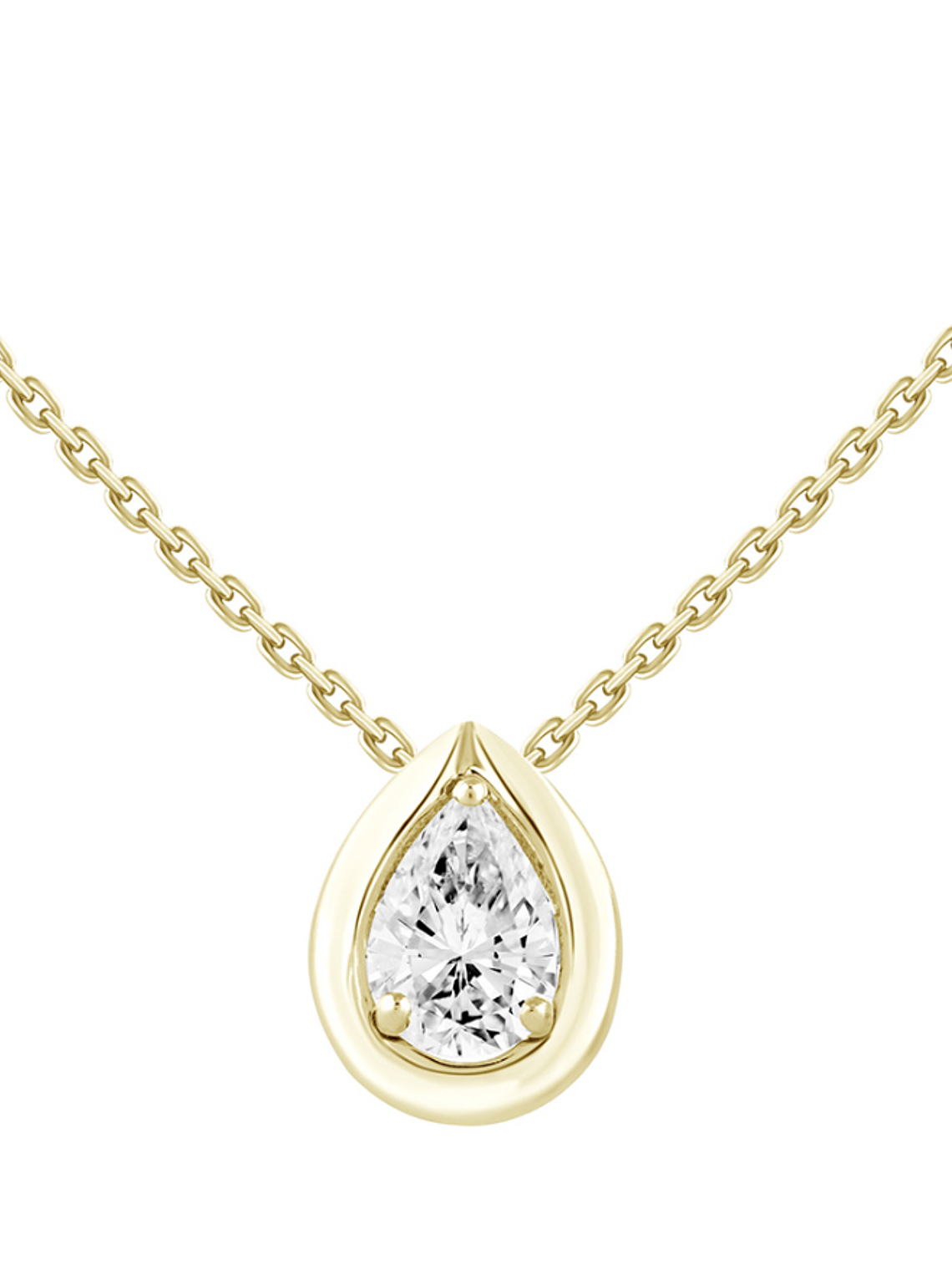 Collar Diamante corte Pera o Gota en Oro Amarillo 18K 1