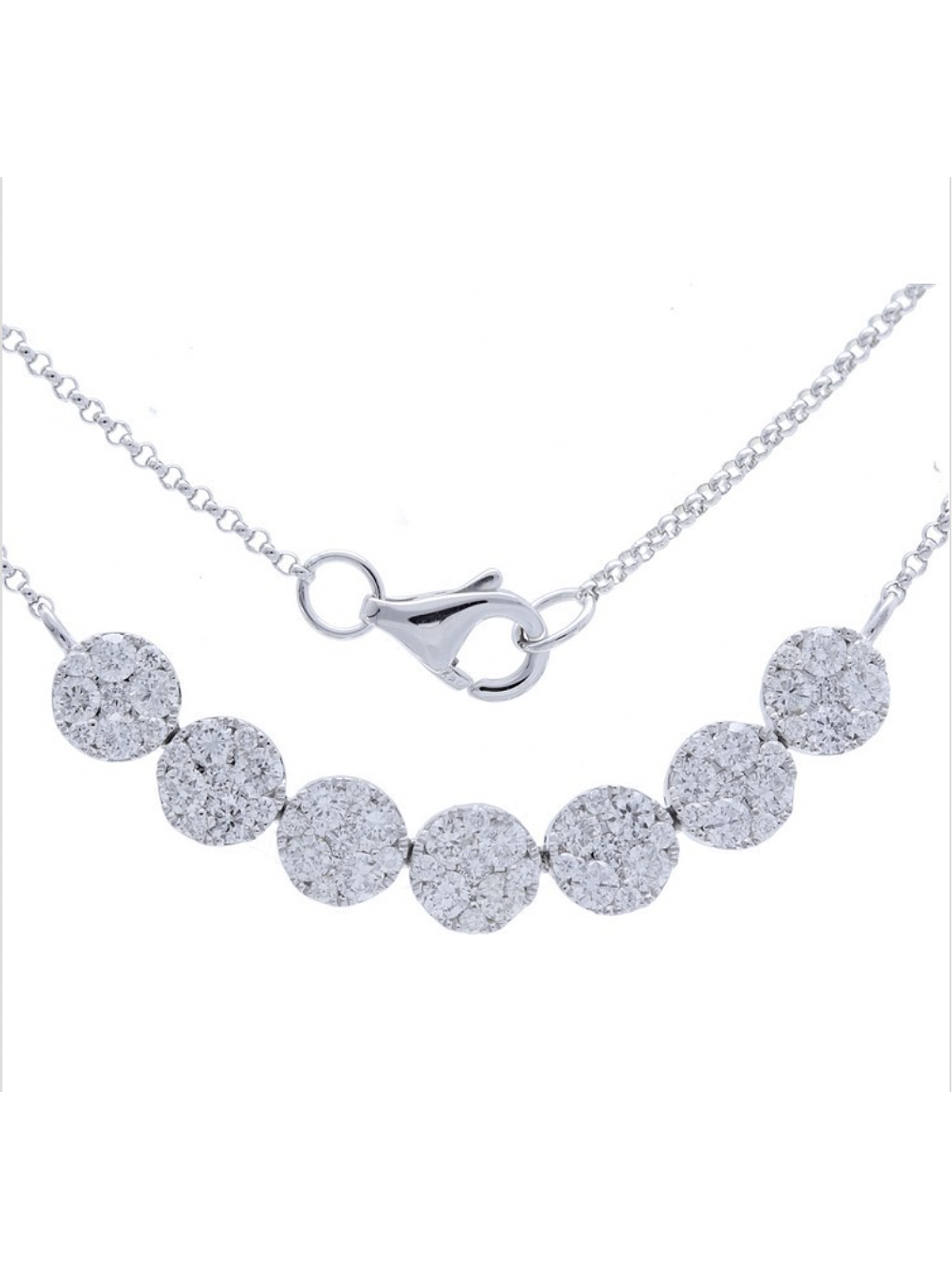 Collar Rosetas de Diamantes Colgantes Oro Blanco 18K 1