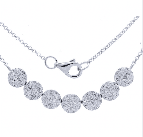 Collar Rosetas de Diamantes Colgantes Oro Blanco 18K