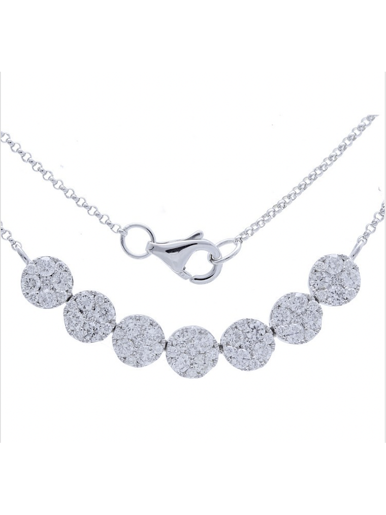 Collar Rosetas de Diamantes Colgantes Oro Blanco 18K 1