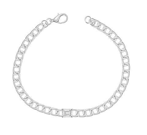 Exclusiva Pulsera Diamante Corte Esmeralda en Oro Blanco 18K