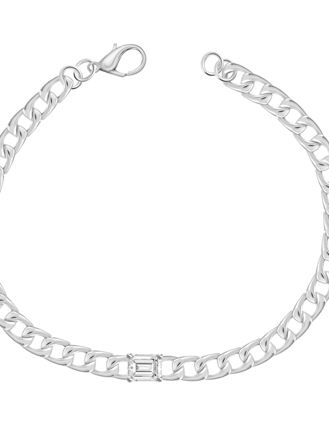 Exclusiva Pulsera Diamante Corte Esmeralda en Oro Blanco 18K 1